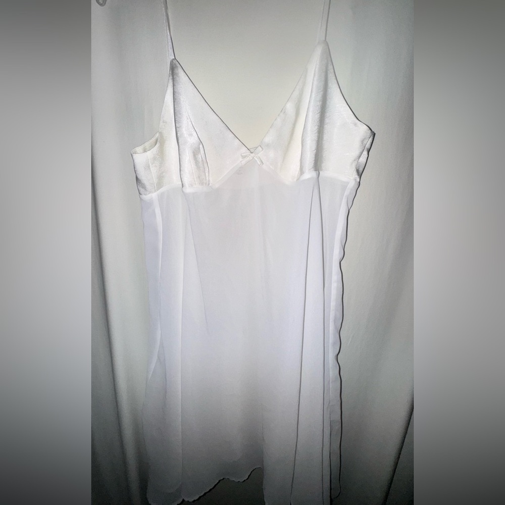Victoria Secret Elegant White Satin See-Through Nightgown
